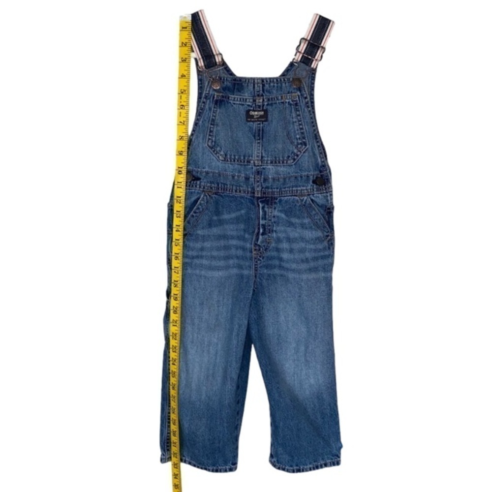 OSHKOSH B'GOSH Classic Overalls, Distressed Blue Denim, Toddler Size 4T - Picture 5 of 9